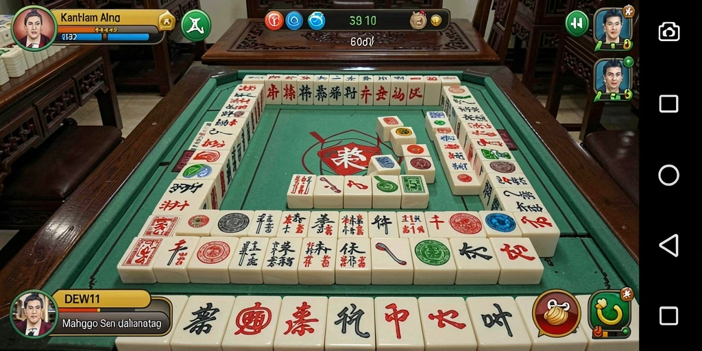 Tampilan gameplay menarik dengan ubin Mahjong berwarna-warni.