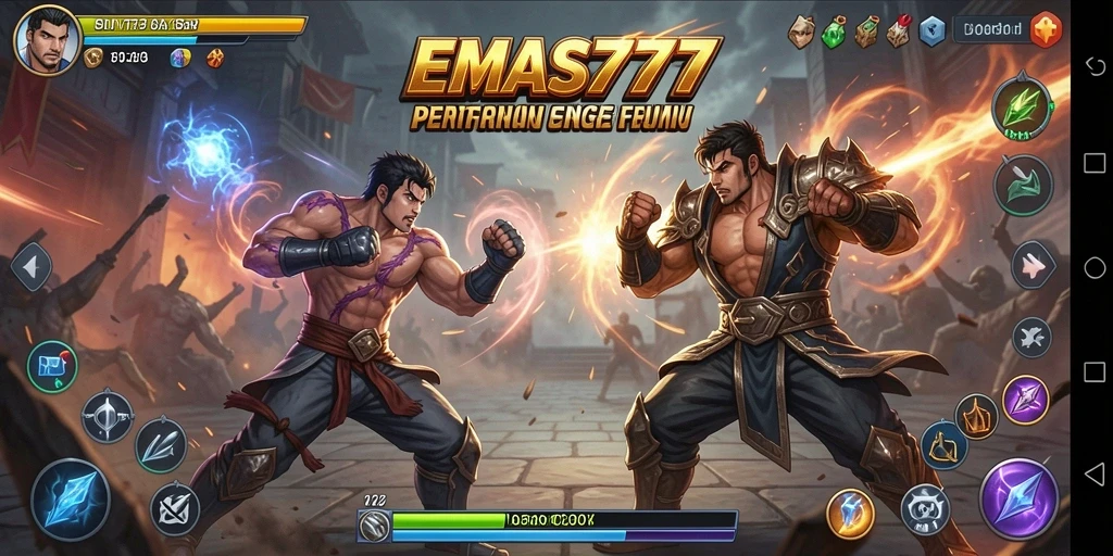 Screenshot EMAS777 menampilkan aksi pertarungan yang seru dan mendebarkan.