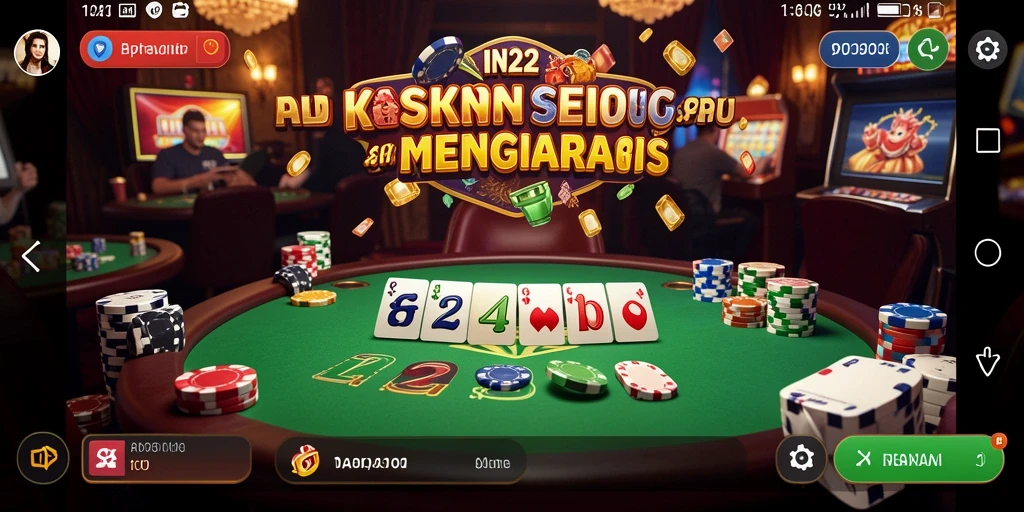 Screenshot gameplay IN22 menampilkan suasana kasino yang menarik.